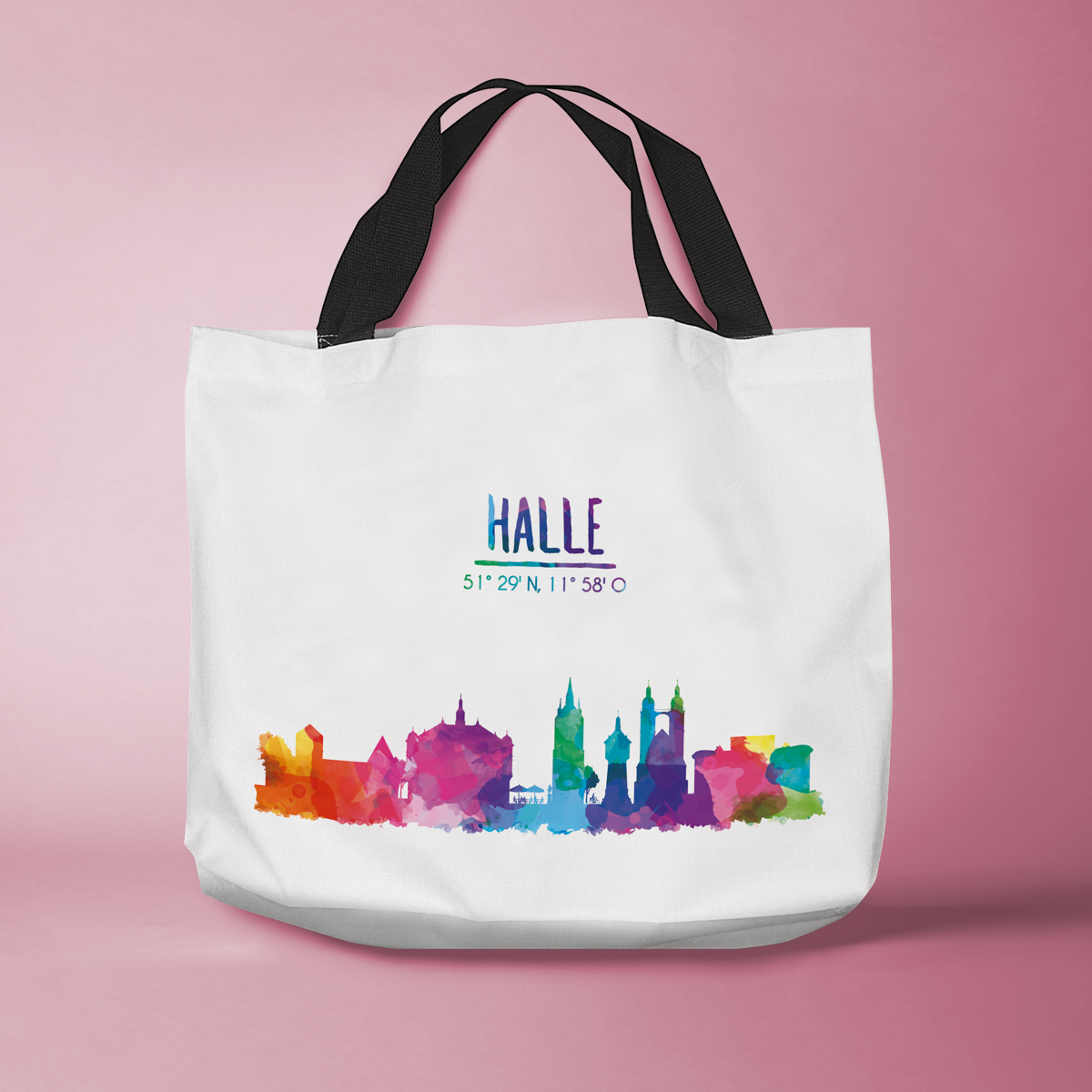 Skyline Halle Saale Tasche - Aquarell 