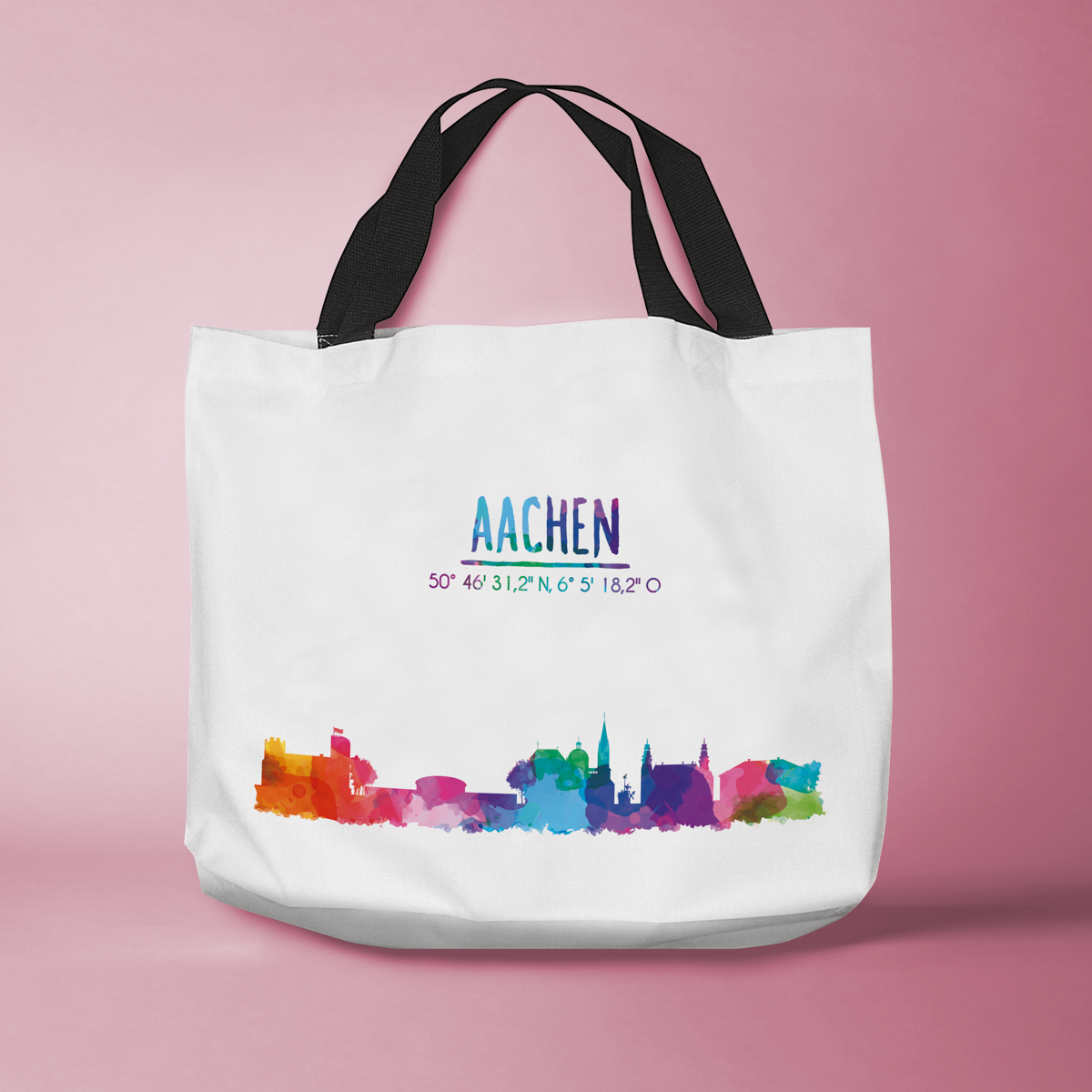 Skyline Aachen Tasche - Aquarell  