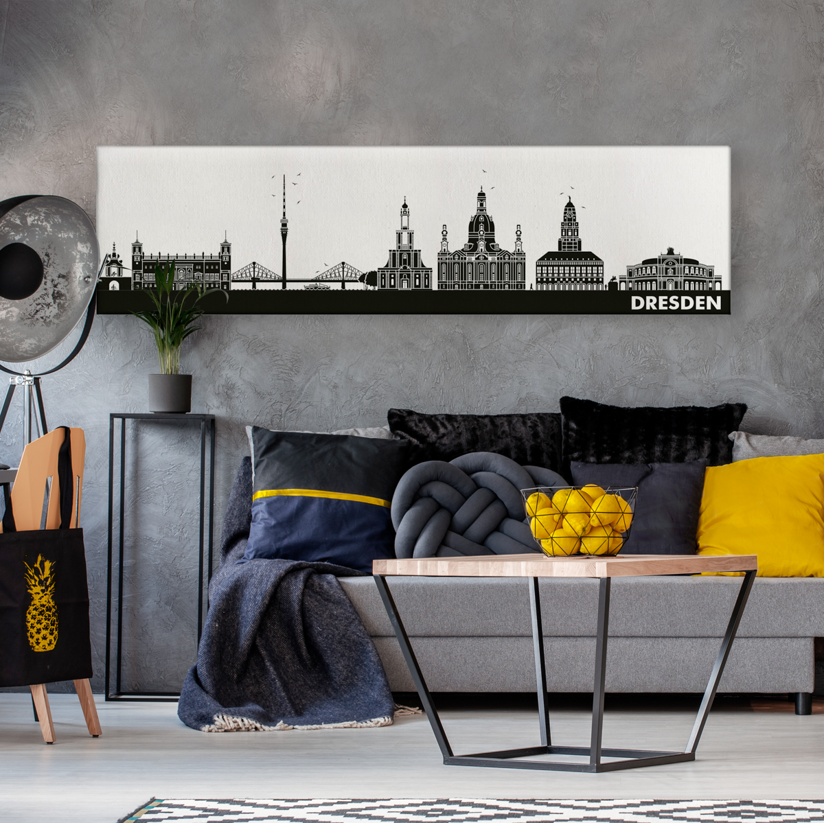 Skyline Dresden Leinwandbild - Silhouette  