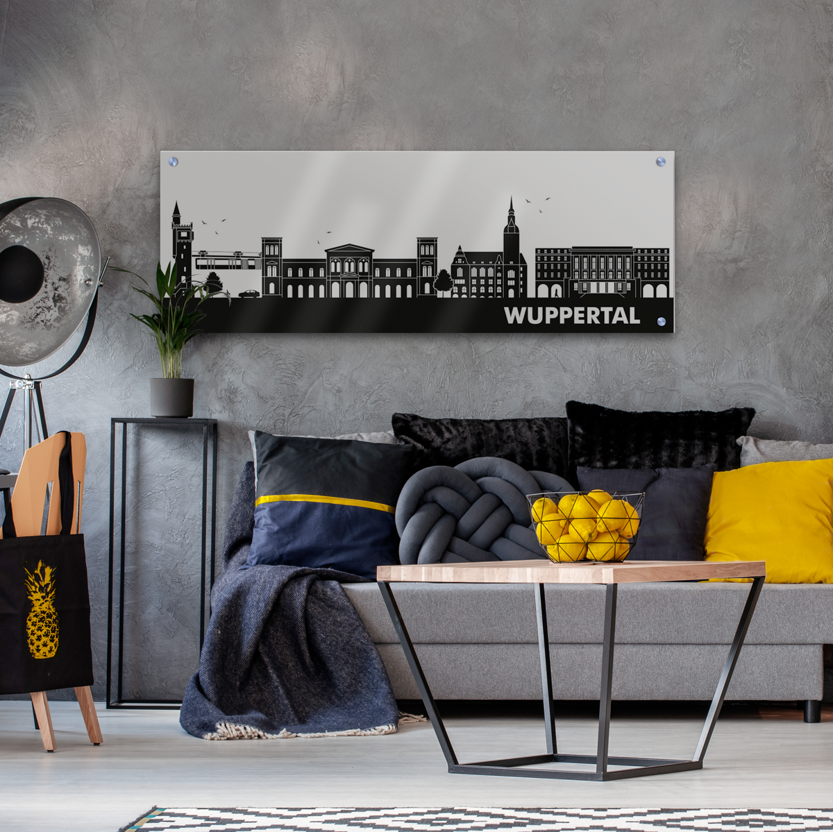 Skyline Wuppertal Acrylglas Wandbild -  Silhouette