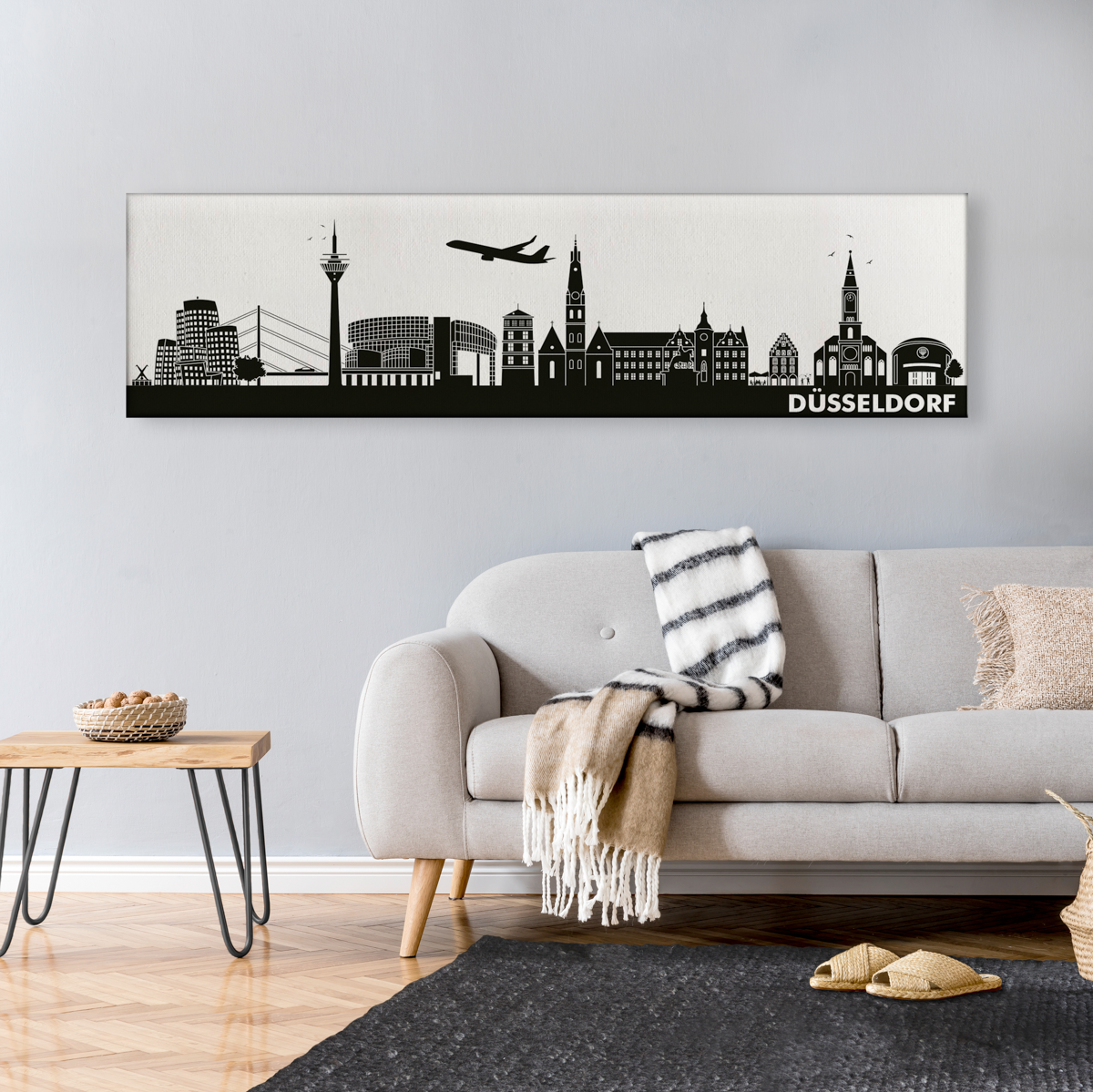 Skyline Düsseldorf Leinwandbild - Silhouette   