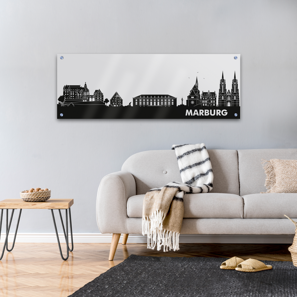 Skyline Marburg Acrylglas Wandbild -   Silhouette  