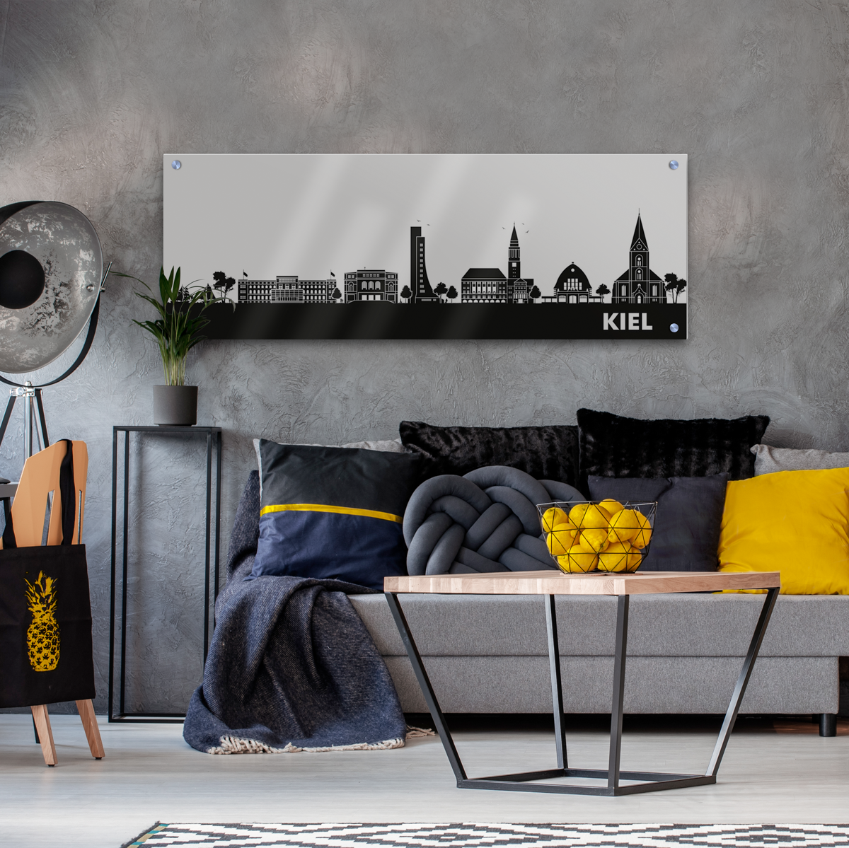 Skyline Kiel Acrylglas Wandbild -  Silhouette