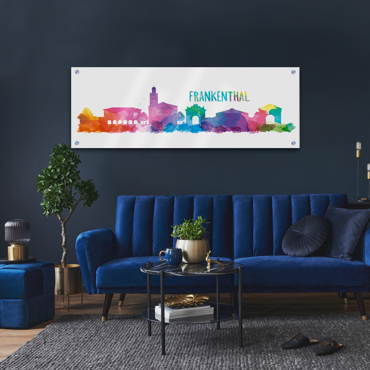 Skyline Frankenthal Acrylglas Wandbild -  Aquarell                                                                                                    