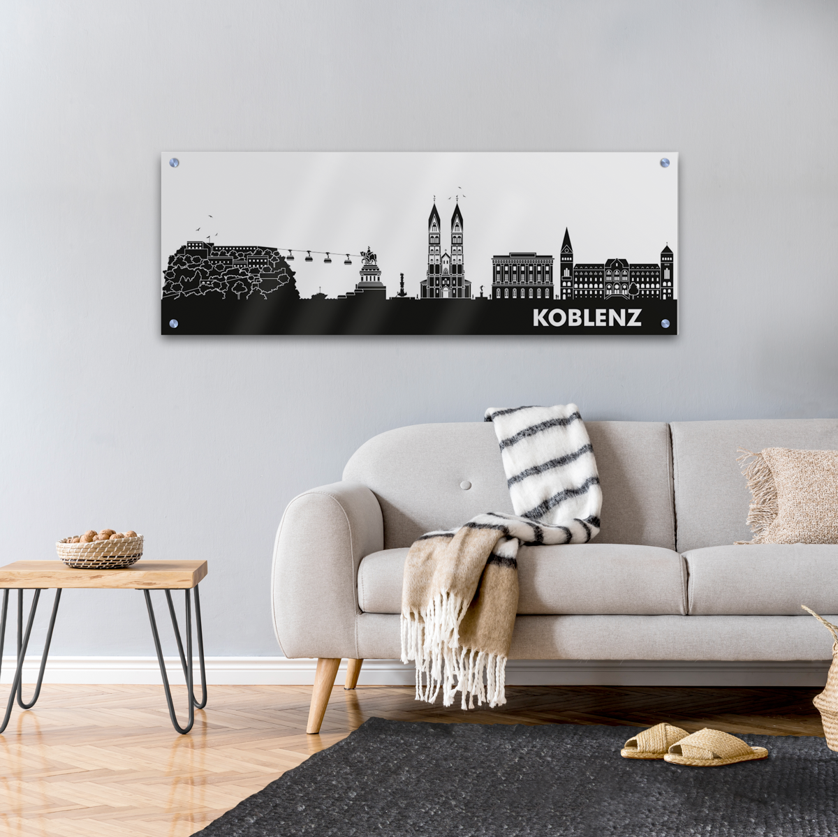 Skyline Koblenz Acrylglas Wandbild -  Silhouette