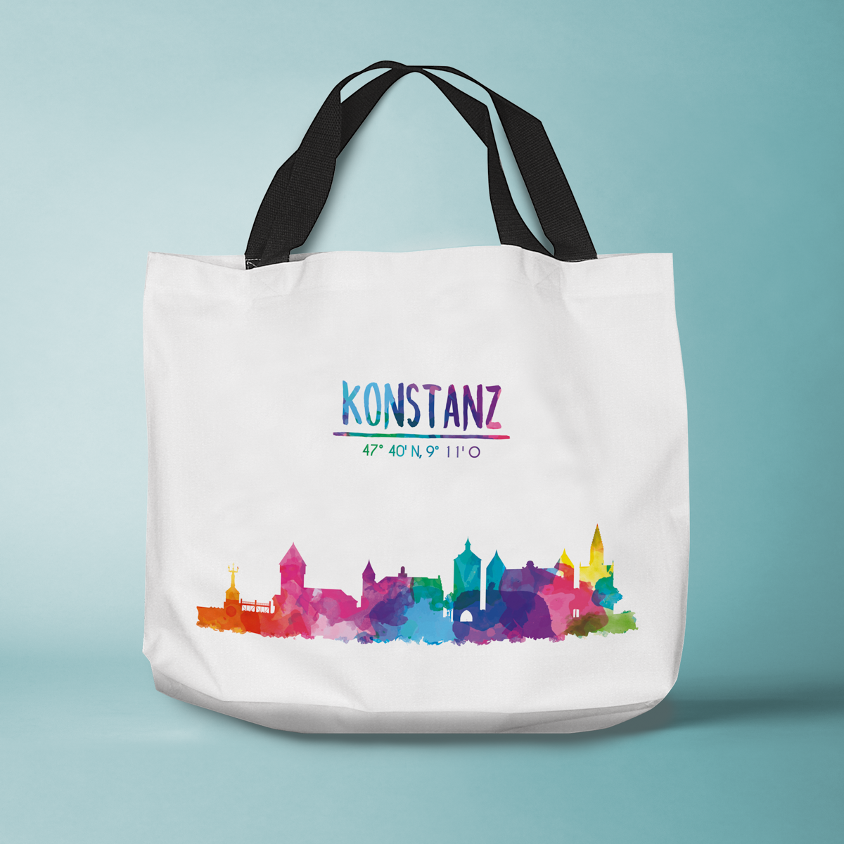 Skyline Konstanz Tasche - Aquarell  
