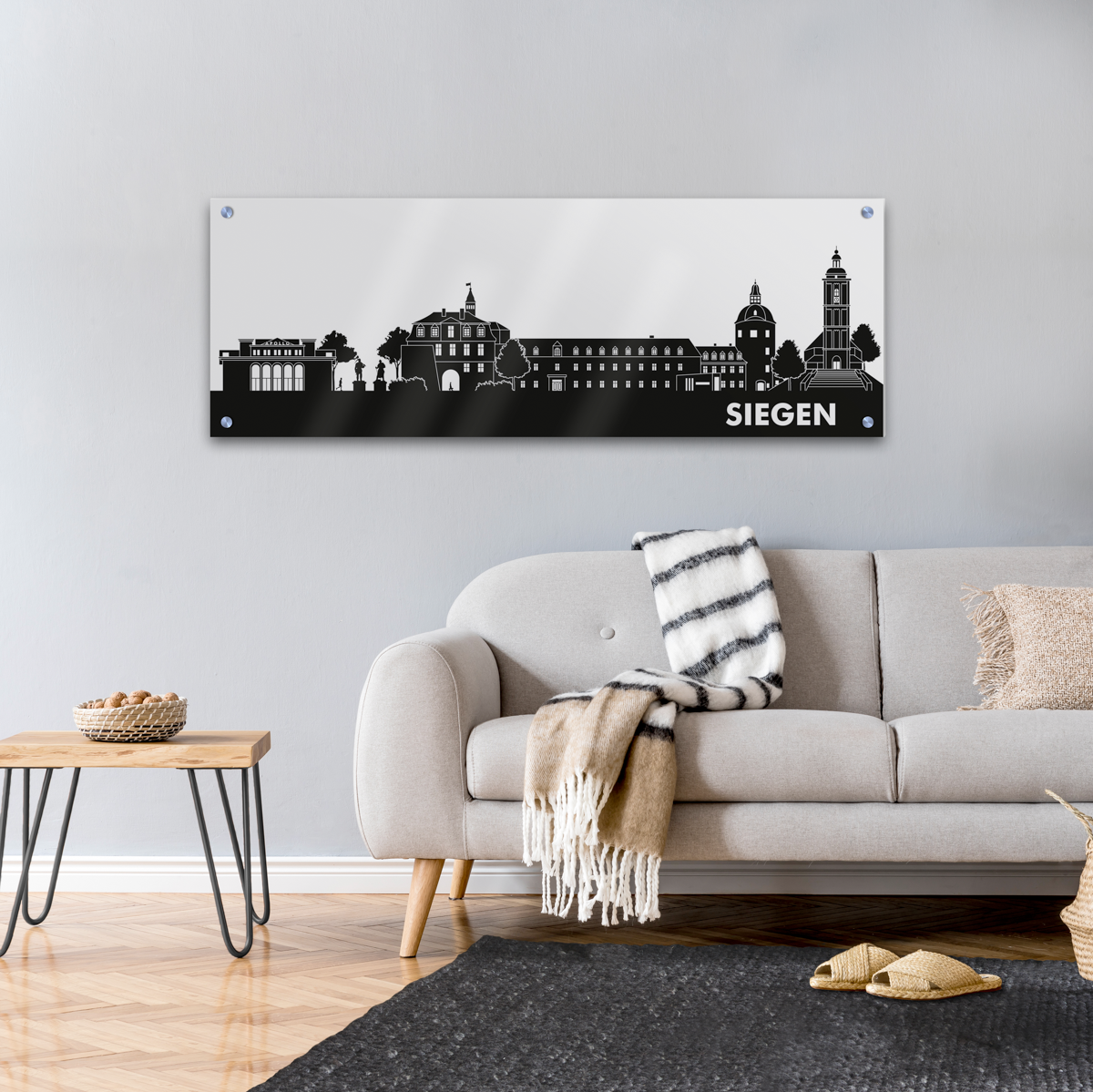 Skyline Siegen Acrylglas Wandbild -  Silhouette
