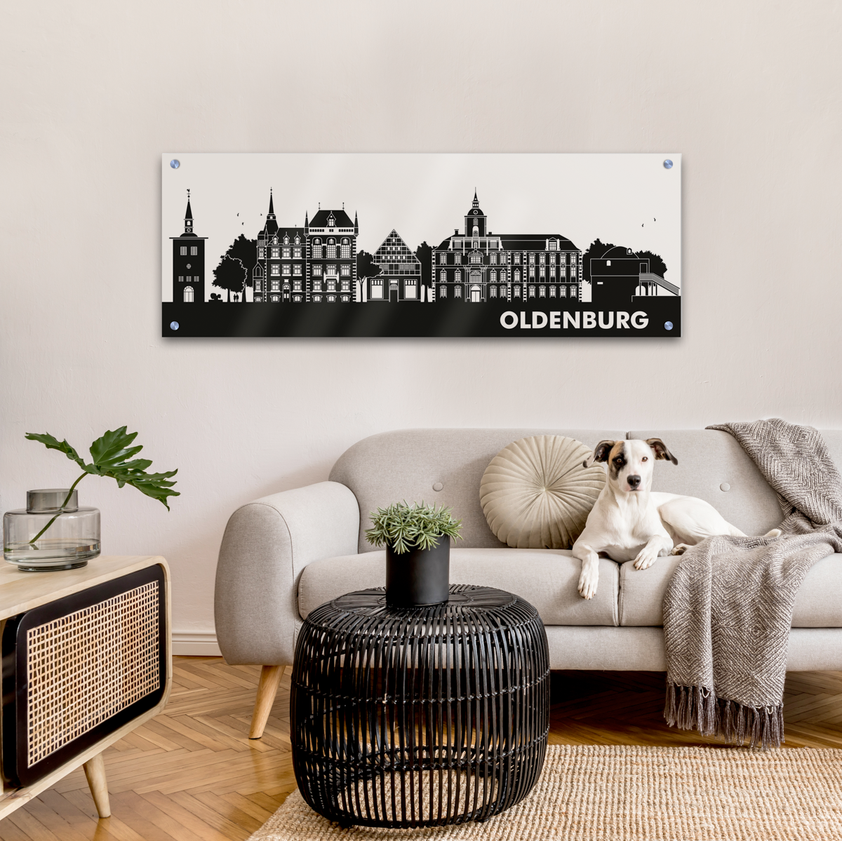 Skyline Oldenburg Acrylglas Wandbild -    Silhouette                                                                                                                        