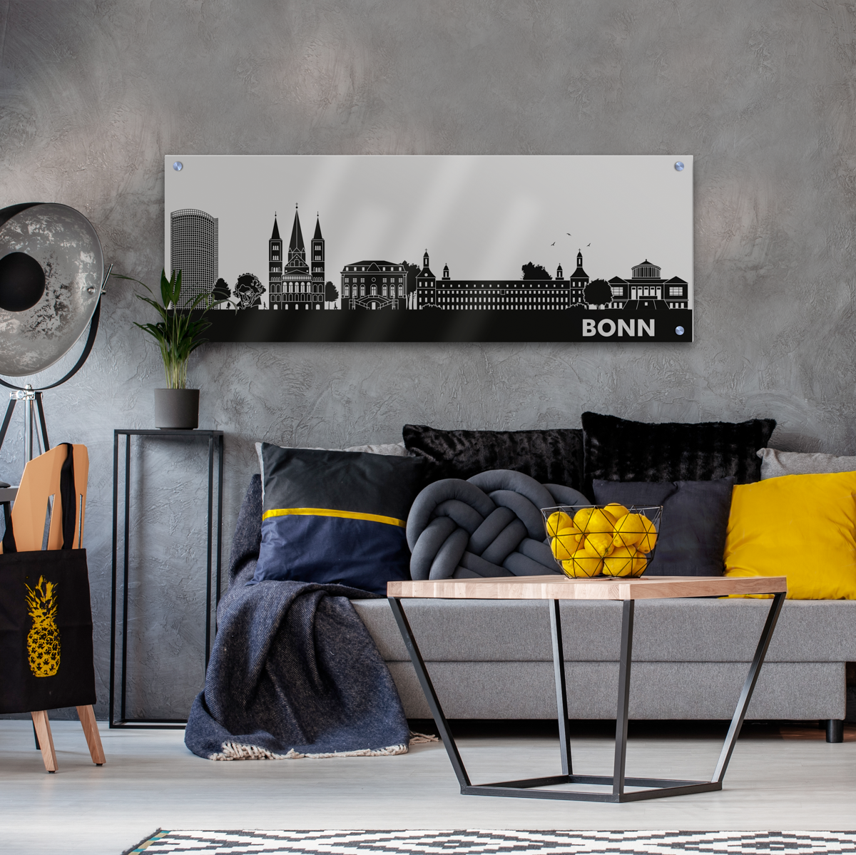Skyline Bonn Acrylglas Wandbild -  Silhouette 