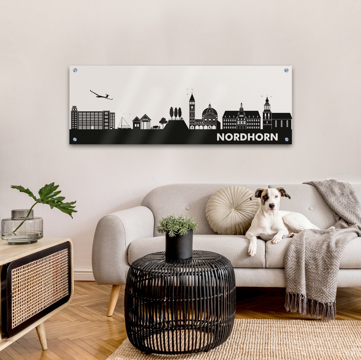 Skyline Nordhorn Acrylglas Wandbild -  Silhouette                                                                                                                  