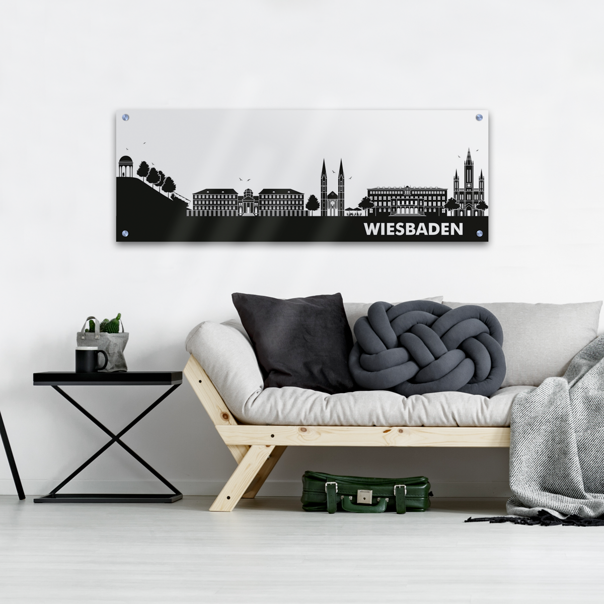 Skyline Wiesbaden Acrylglas Wandbild -   Silhouette                                                                                                                               