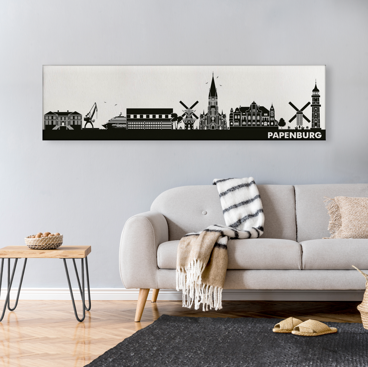Skyline Papenburg Leinwandbild - Silhouette   