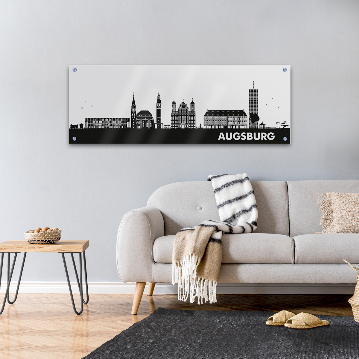 Skyline Augsburg Acrylglas Wandbild -  Silhouette                                                                                                                                     