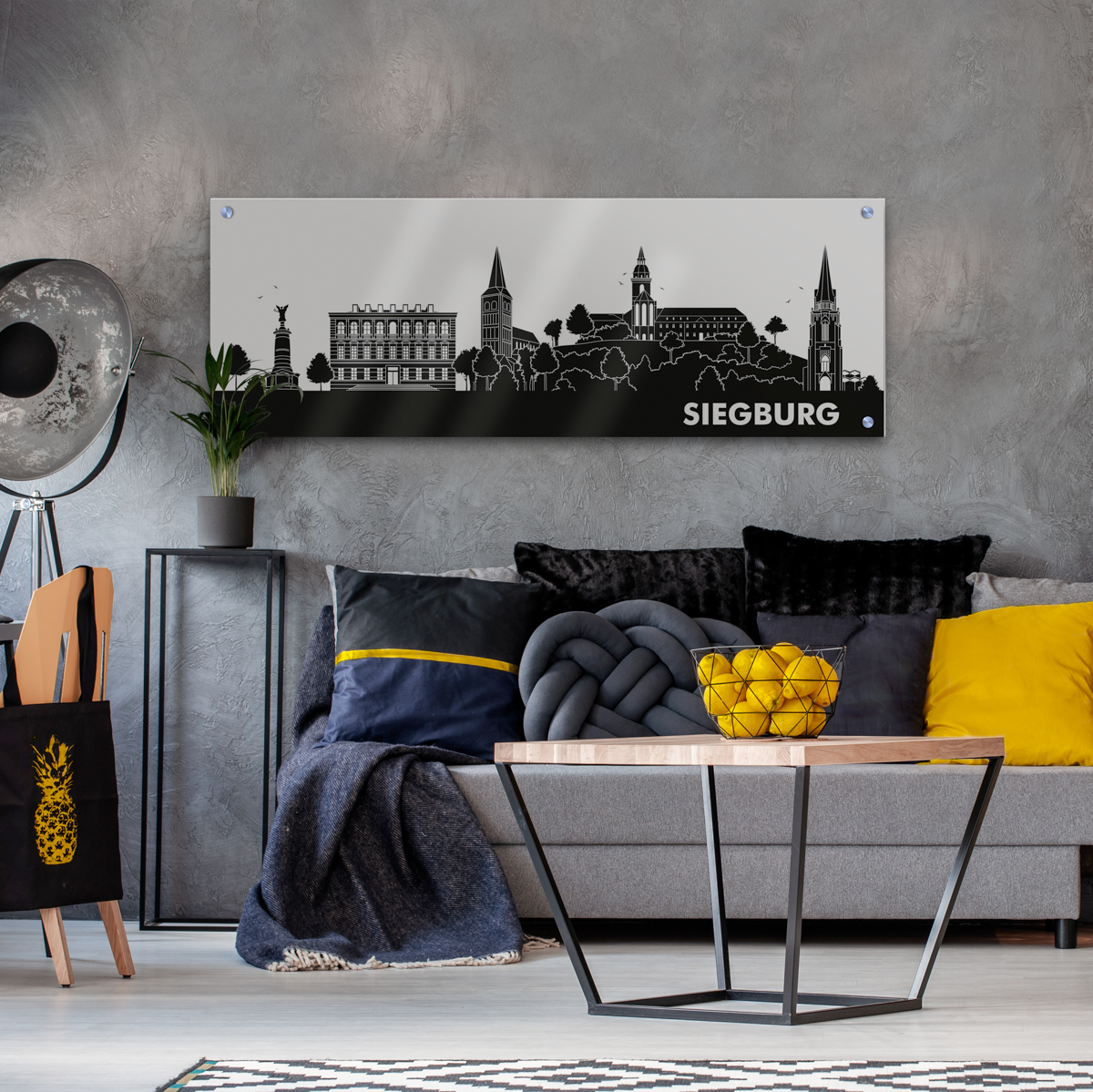 Skyline Siegburg Acrylglas Wandbild -  Silhouette