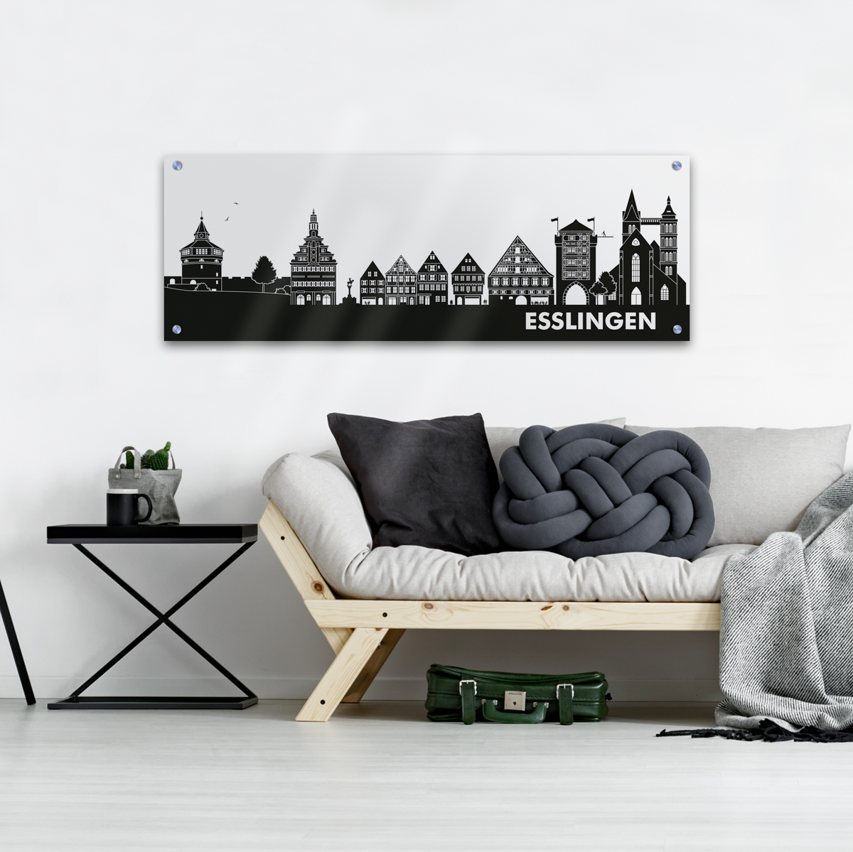 Skyline Esslingen Acrylglas Wandbild -  Silhouette                                                                                                                                 